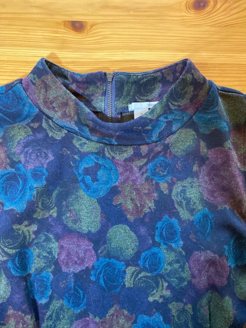 Halogen Fairy Grunge Dark Floral Mock Neck Sheath Midi Dress Size Medium - Picture 8 of 11